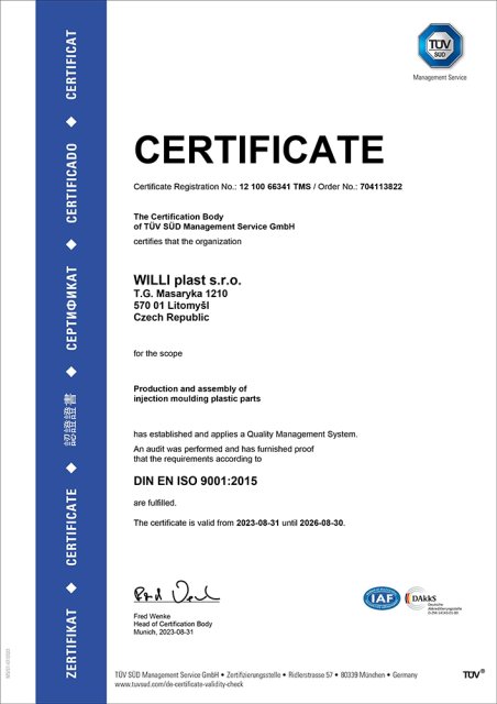 Certificate ISO 9001