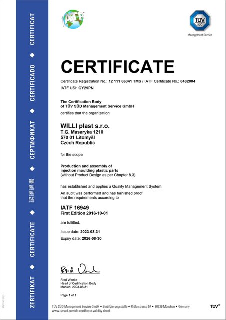 Certificate IATF 16949